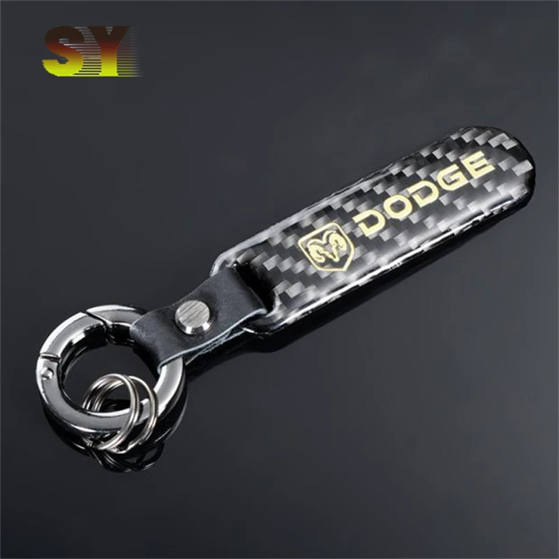 

Car carbon fiber key chain buckle ring decoration For Dodge Challenger Coolway Kubo Ram