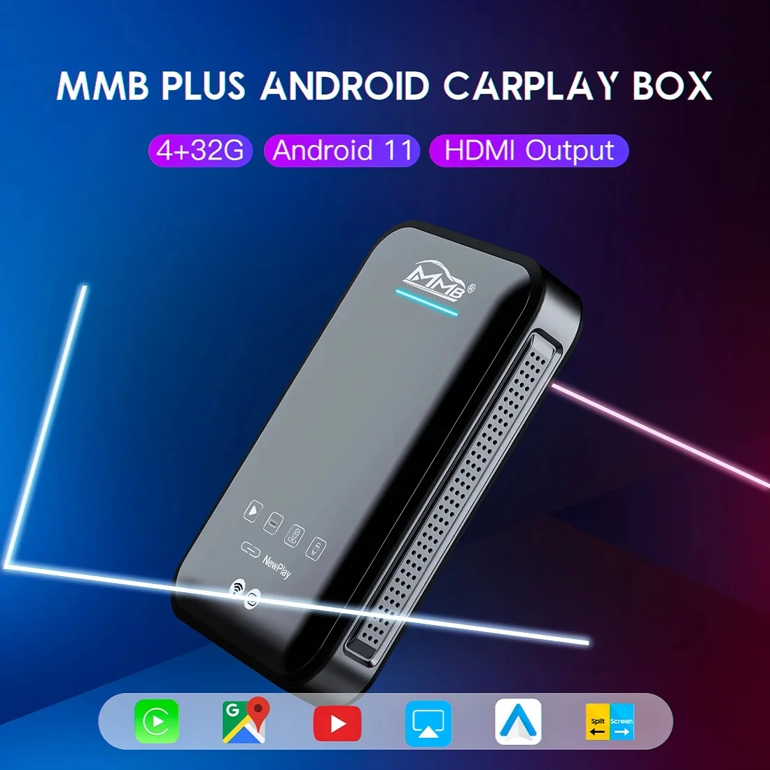 MMB Carplay 4 Гб + 64 беспроводной Apple AI BOX мультимедийный Android видео бокс 11 Youtube Netflix