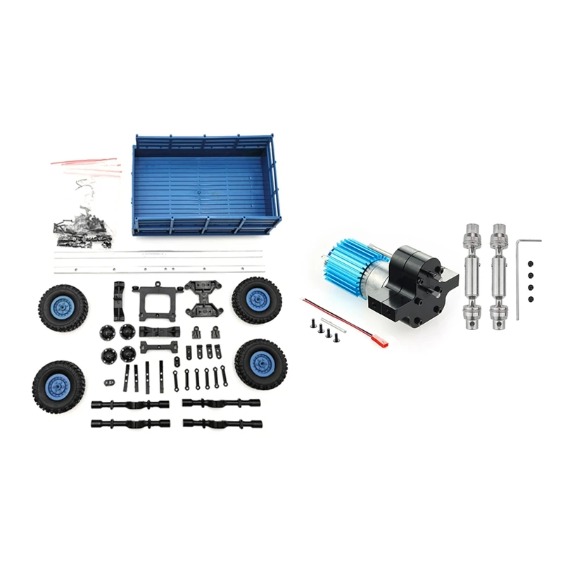 

2 Set Car Accessories: 1 Set 4 Wheel Trailer Toy Modified Parts & 1 Set Transmission Gearbox 370 Motor With Drive Shaft