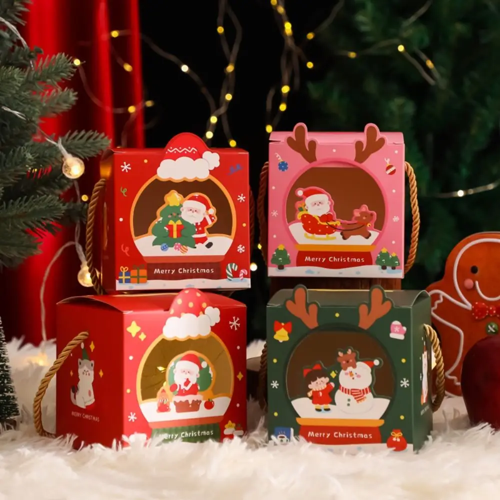 

Gift Cake Package Present Case Santa Claus With Handle Cookie Packaging Bags Snowflake Christmas Gift Bags Elk Gift Box