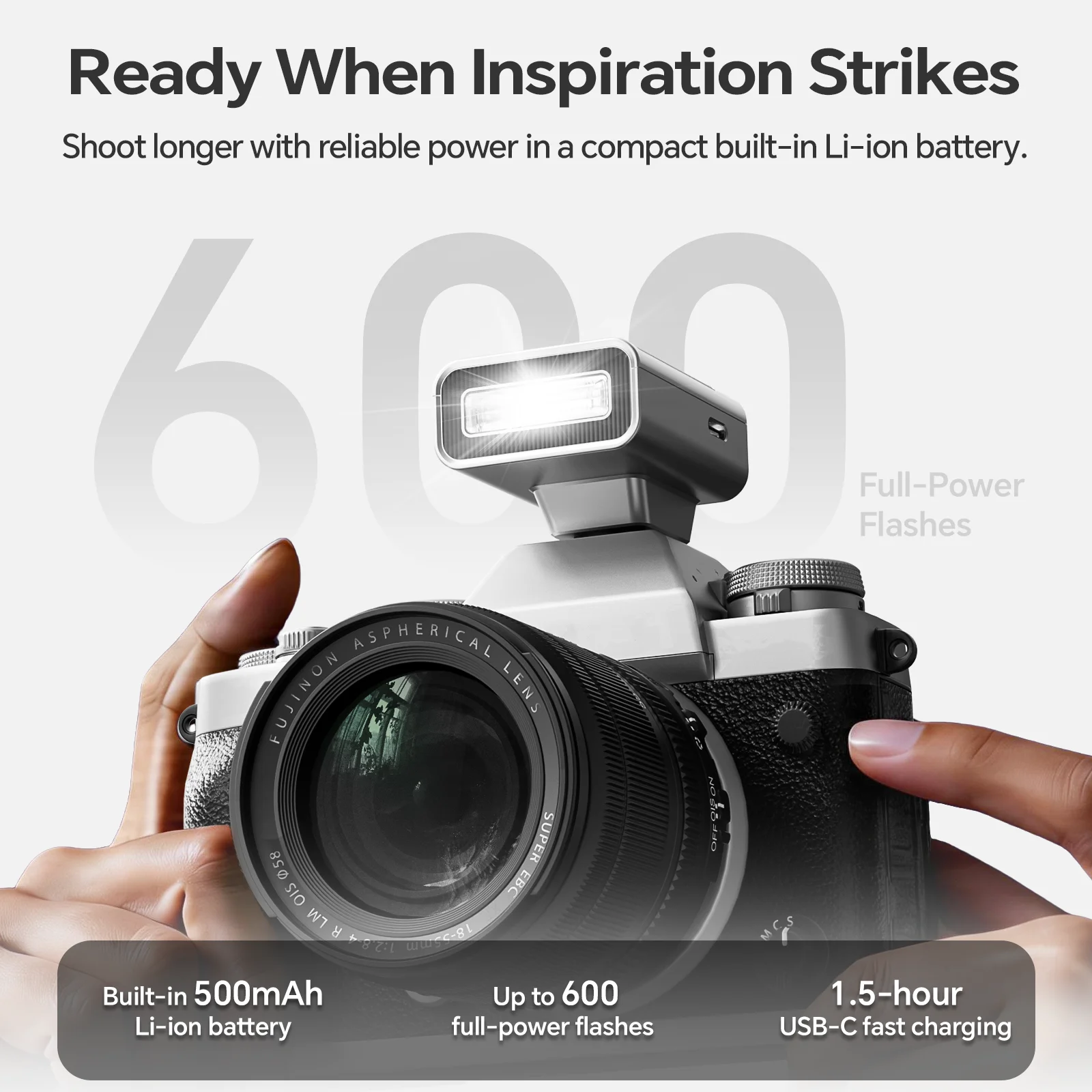 Фото Фотовспышка PHOTOOLEX G02 Mini: карманная вспышка с беспроводным триггером для Sony, Canon, Nikon, Fuji, Fujifilm, Olympus №3