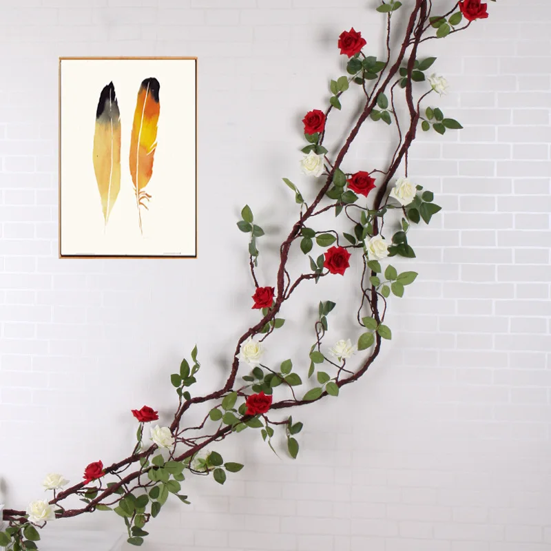 

3m Artificial Flowers Rose Vine Can Be Bent At Will Wedding Decoration Silk Flower String Home Decor Hanging Garland Party