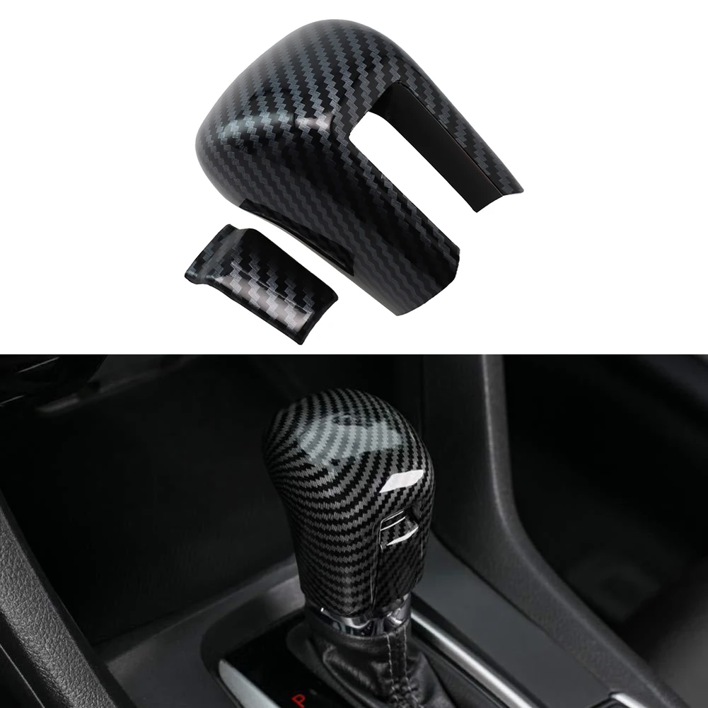 

For Honda Civic 10th Gen 2016-2021 Car Carbon Fiber Gear Shift Lever Knob Cover Interior Accessories
