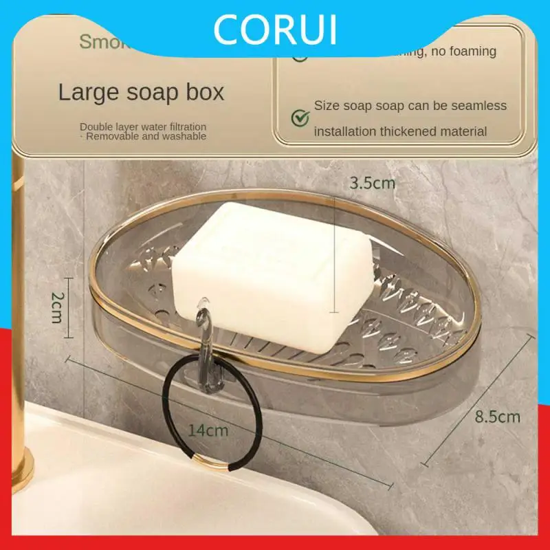 

Soap Storage Rack Household Pet Soap Rack Suction Cup With Drain Water Soap Box Kitchen Accessorie Bathroom Shelf Punch-free