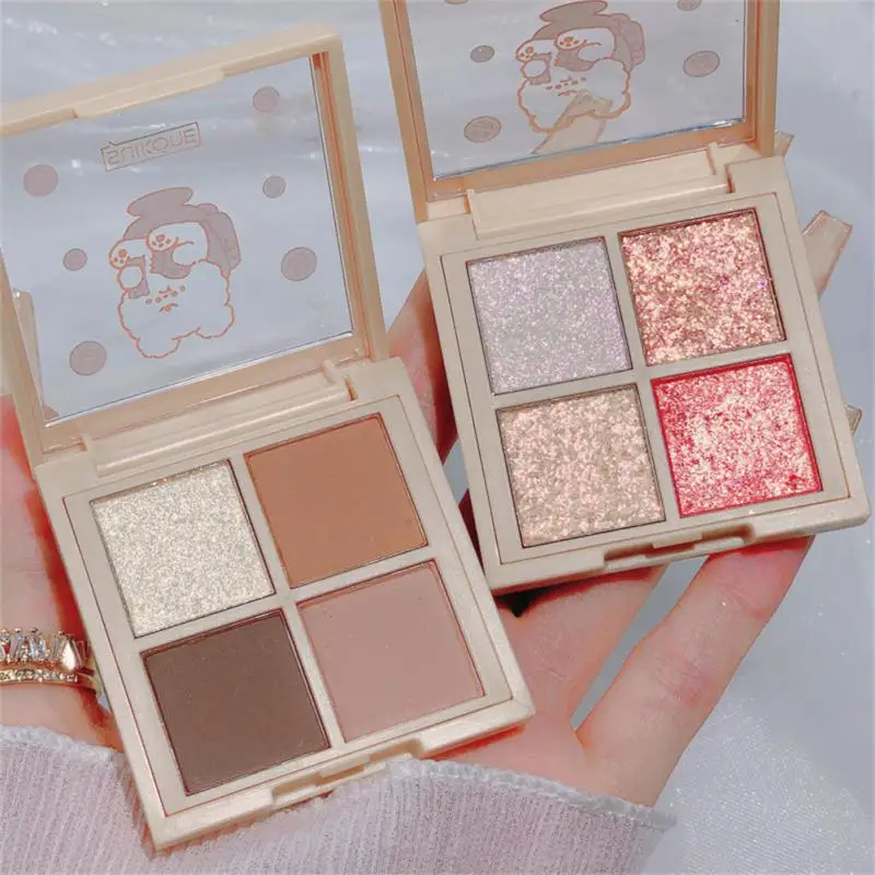 

4 Color Eye Shadow Palette Mini Glitter Pearlescent Waterproof Big Sequin Eye Shadow Makeup Palette Shimmer Eyeshadow Cosmetics
