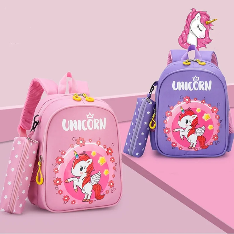 Girls Princess Unicorn Rabbit Boys Dinosaur Cartoon Schoolbags New Children Cute Fashion Kindergarten Backpacks with Pen Bag Hot