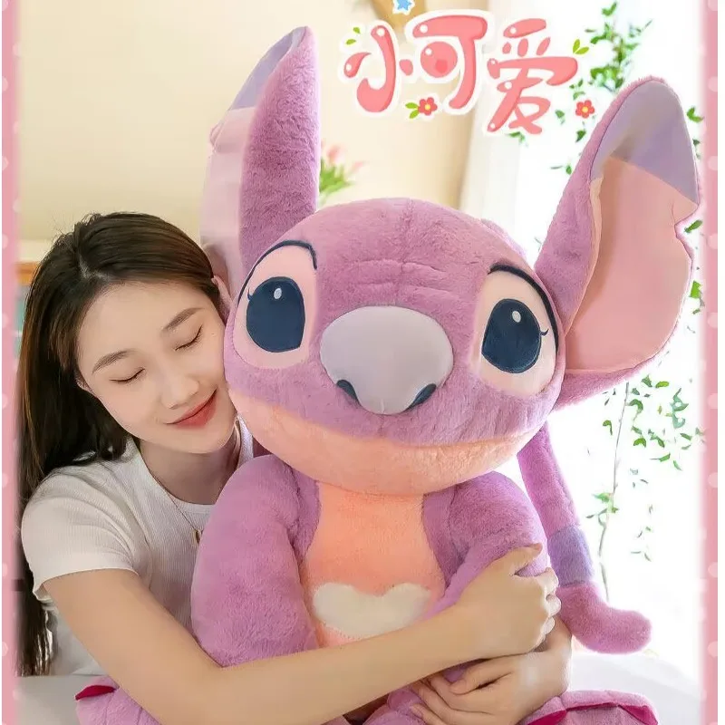 New 30/45/60/80cm Disney Large Lilo&stitch Cute Angel Plush Doll Stitch Girlfriend Angel Plush Toy Couple Girl Birthday Gift
