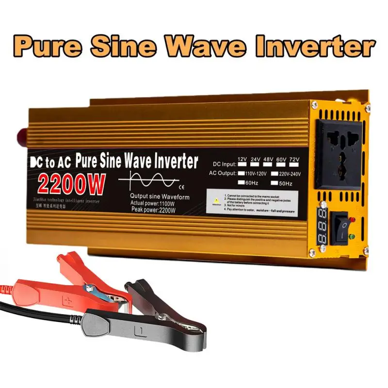 

1600W/2200W/3000W Pure Sine Wave DC 12V/24V To AC 220V Transformer Convert Multi-function Socket Converter Car Inverter