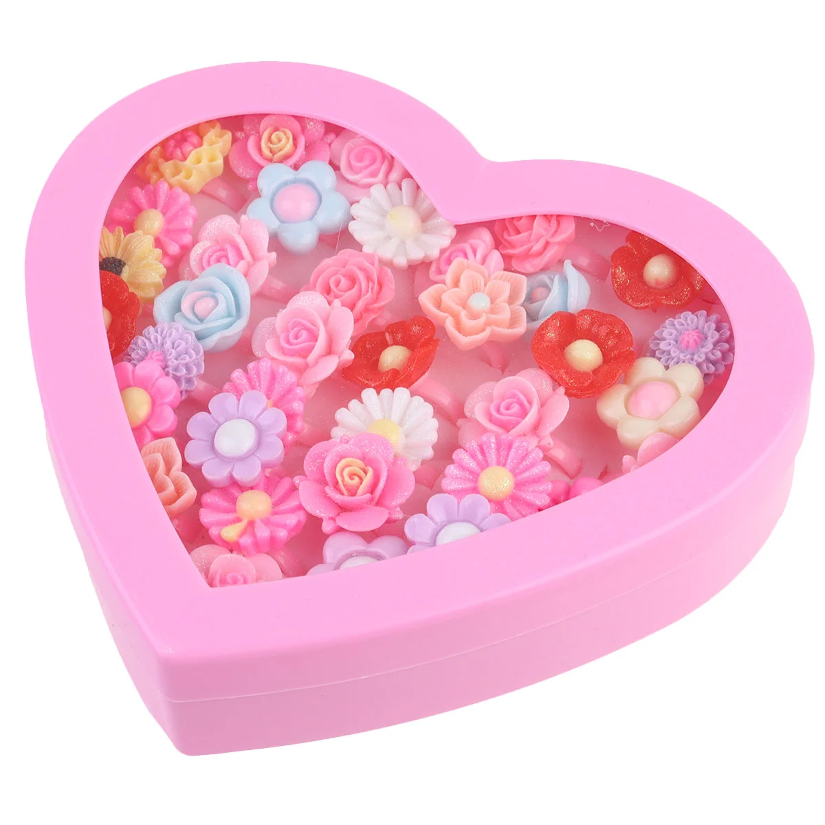 

1 Box of 36PCS Boxed Girls Jewelry Cartoon Rings Toy Lovely Toy Finger Ring Funny Plastic Pretend Play Rings Toys for Girls