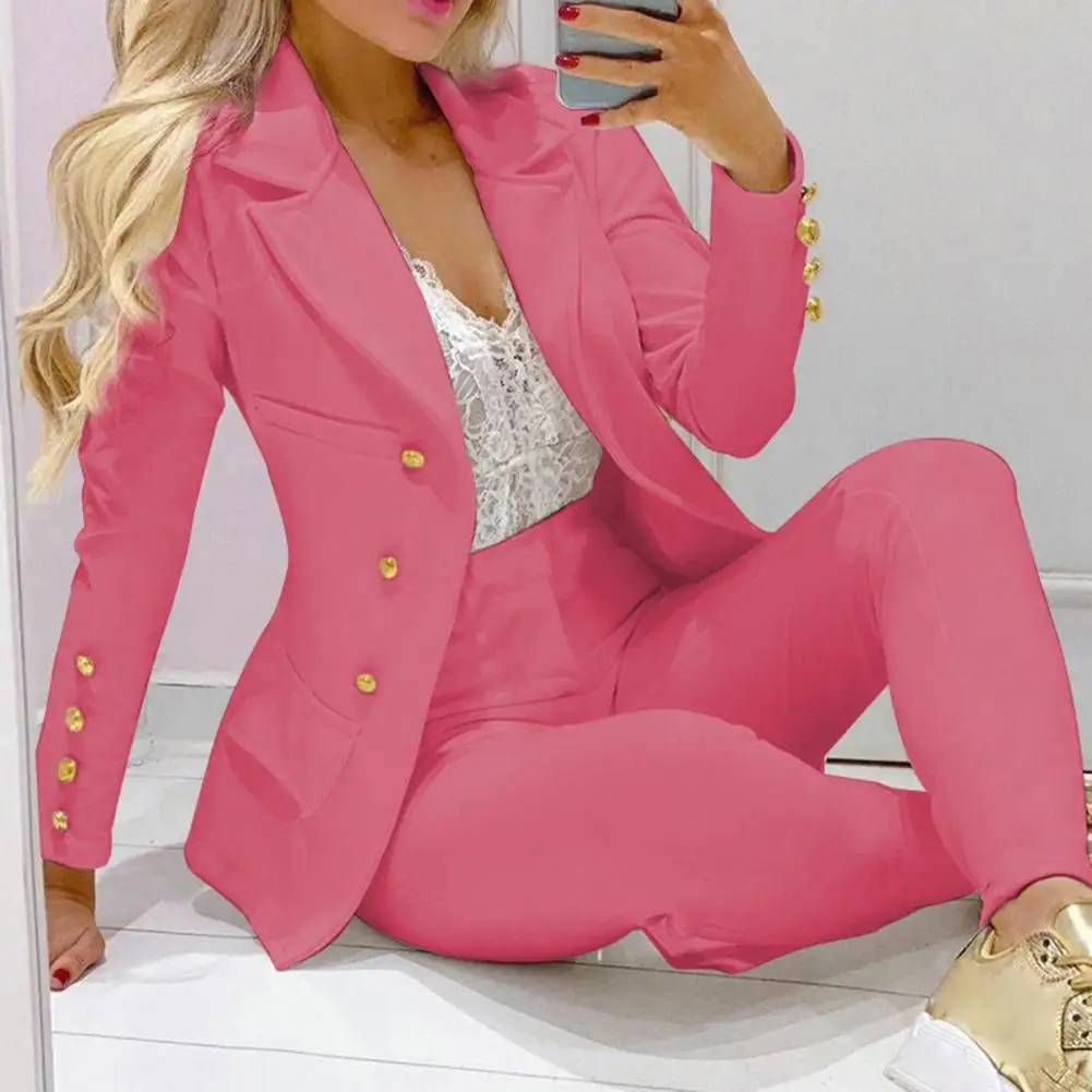 

Formal Women Suit Long Sleeve Long Pants Single-breasted Ankle-banded Pants suit All Match Autumn Lady Suit for Dating