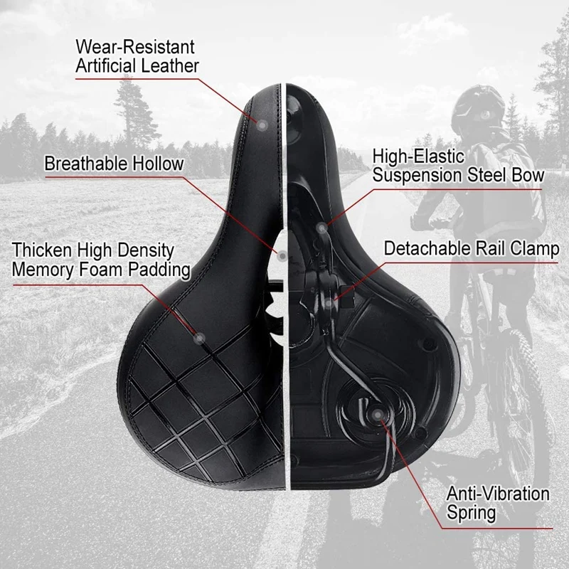 Удобное велосипедное седло широкое ажурное непромокаемое сиденье для мужчин и