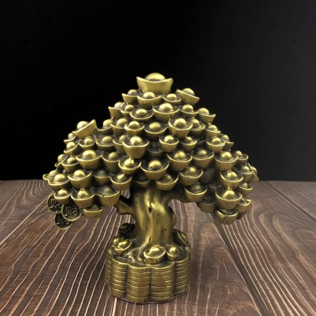 Латунное украшение Yuanbao в виде денежного дерева для дома