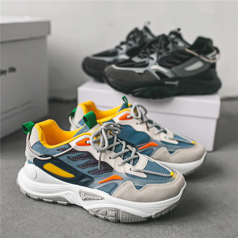 

Summer Men Casual Height Increase Mesh Skate Board Shoes Platform Run Sports Sneakers for Students Street Style