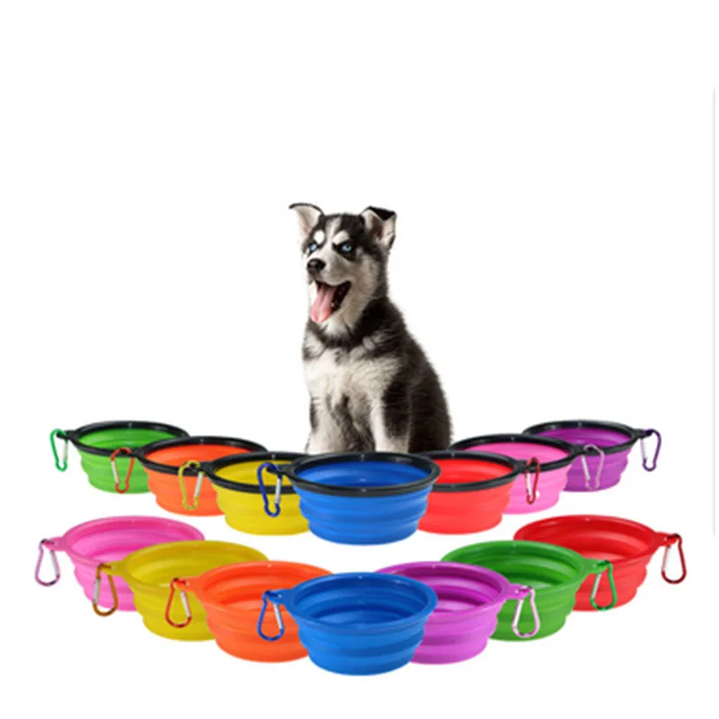 

450ml small Collapsible Dog Pet Folding Silicone Bowl Outdoor Travel Portable Puppy Food Container Feeder Dish with Carabiner