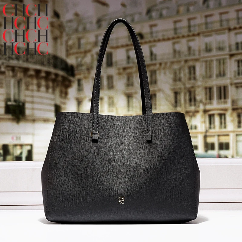 

CHCH HCHC 100% Genuine Leather Solid Color Tote Bag for Women 2022 New Fashion Single Shoulder Handbags Large Capacity Purses Gg