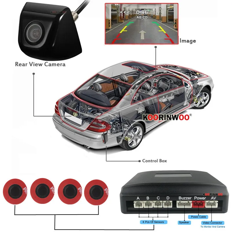 Парктроники автомобильные электронные аксессуары 4 задних радара обнаружение