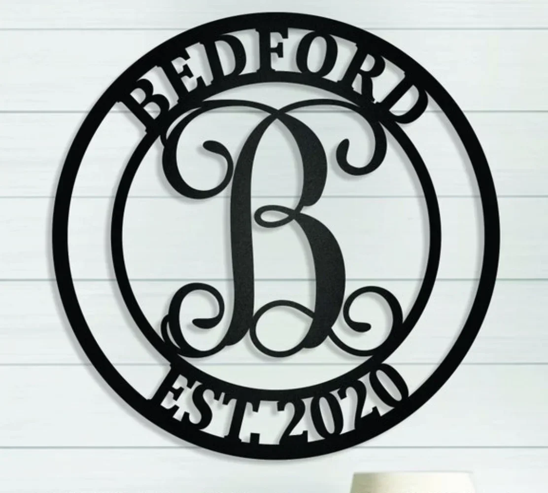 Персонализированная металлическая вывеска с именем семьи первоначальная