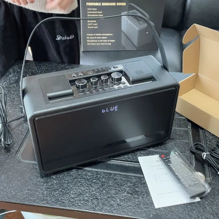 

Party Box PA System Outdoor Speaker with dual Microphones Super Bass Portable Wireless Blue tooth Karaoke Party Box Speaker