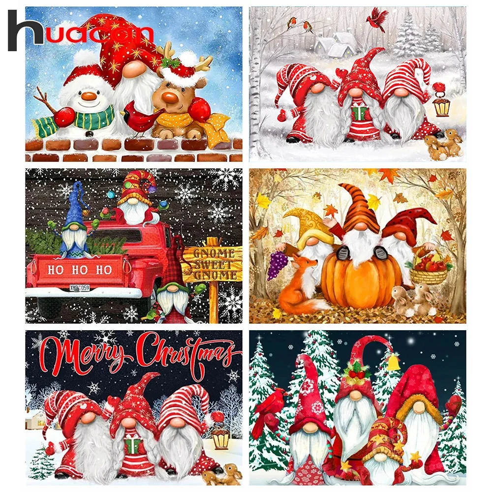 

Huacan Алмазная мозаика гном картина Санта Клаус бусины вышивка мультфильм персонализированный подарок украшение спальни