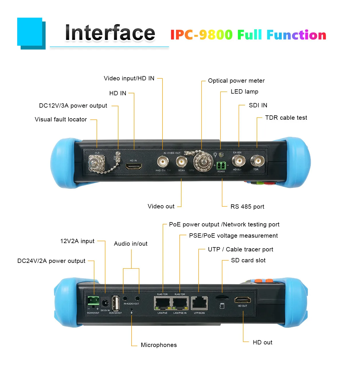 Тест IP-камеры видеонаблюдения IPC9800Plus устройство для тестирования 7 дюймов 8 Мп AHD