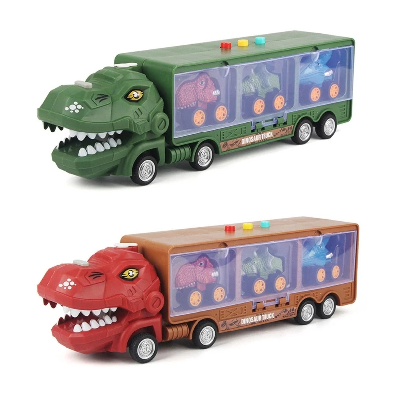 

Children Car Toy Electric Dinosaur Truck Toy with 3 Inertia Car Toy Toddler Sliding Car Toy Boy Girls Music Friction Car