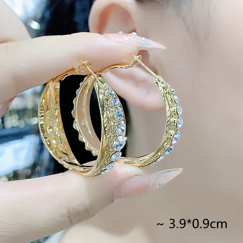 Классические металлические серьги-кольца золотого цвета для женщин круглые