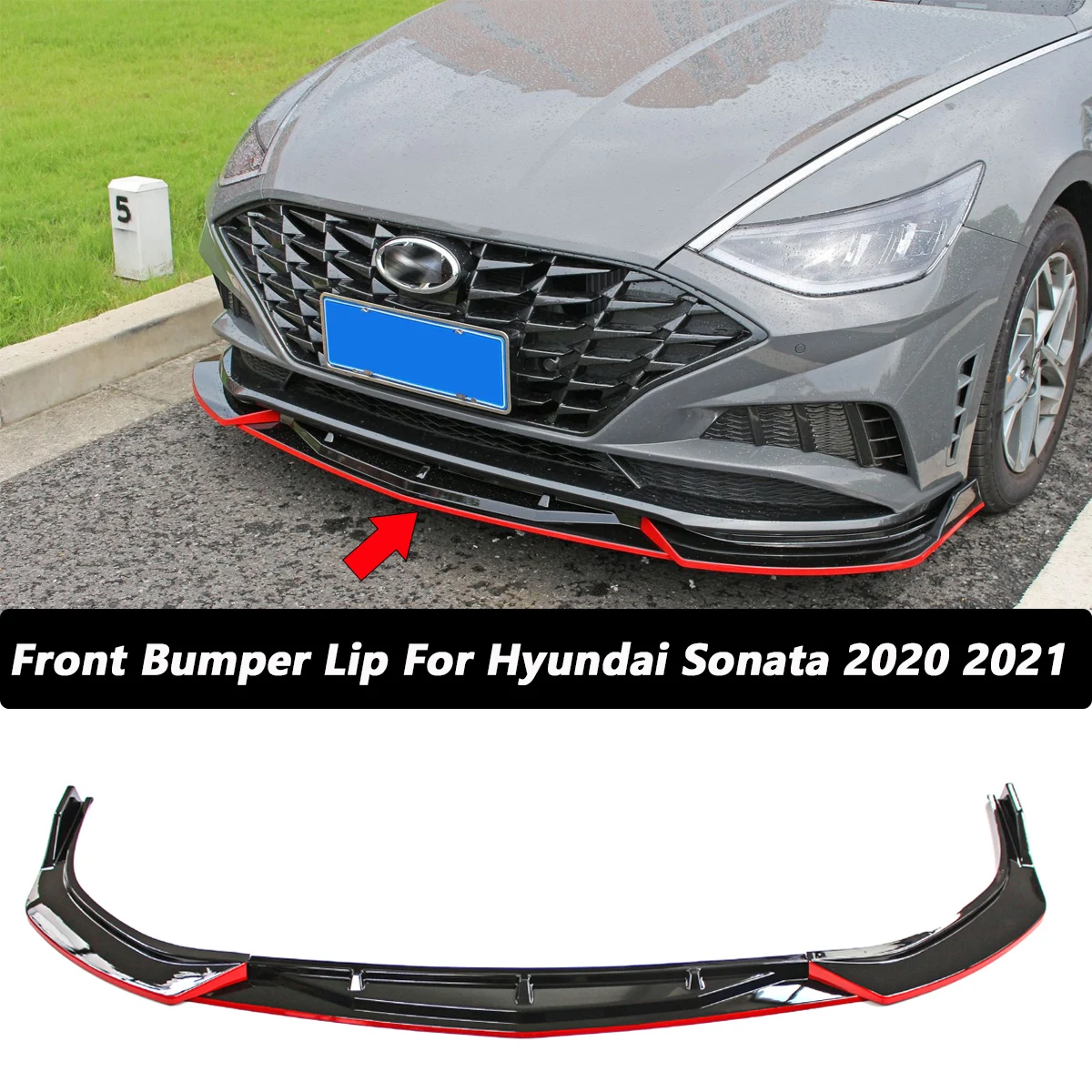 

3PCS Front Bumper Lip Spoiler Side Splitter Chin Diffuser Body Kit Protector Guards For Hyundai Sonata 2020 2021 Car Accessories