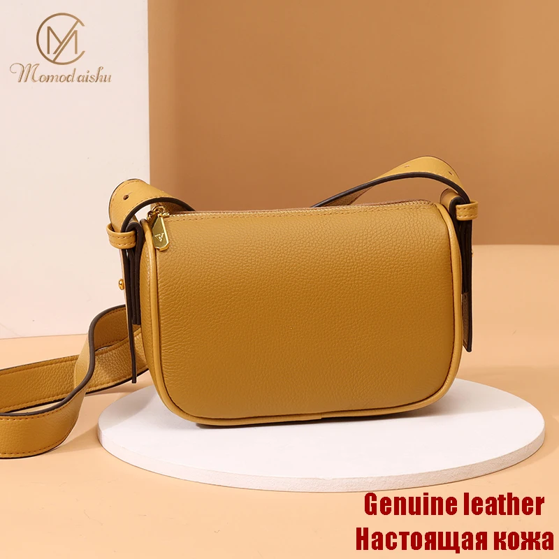 

Vintage Wide Strap Shoulder Bags For Women 2022 Japanese Style Solid Genuine Leather Woman Messenger Bag Female Satchel Handbag