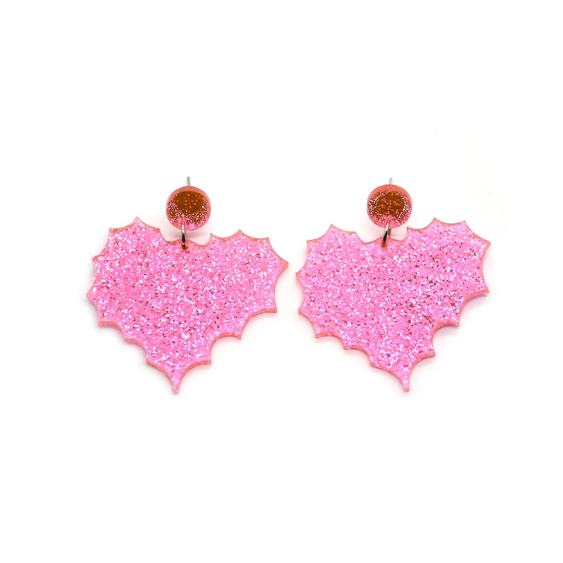 

Pink Irregular Heart Earrings For Women Acrylic Geometric Personality Fashion Jewelry