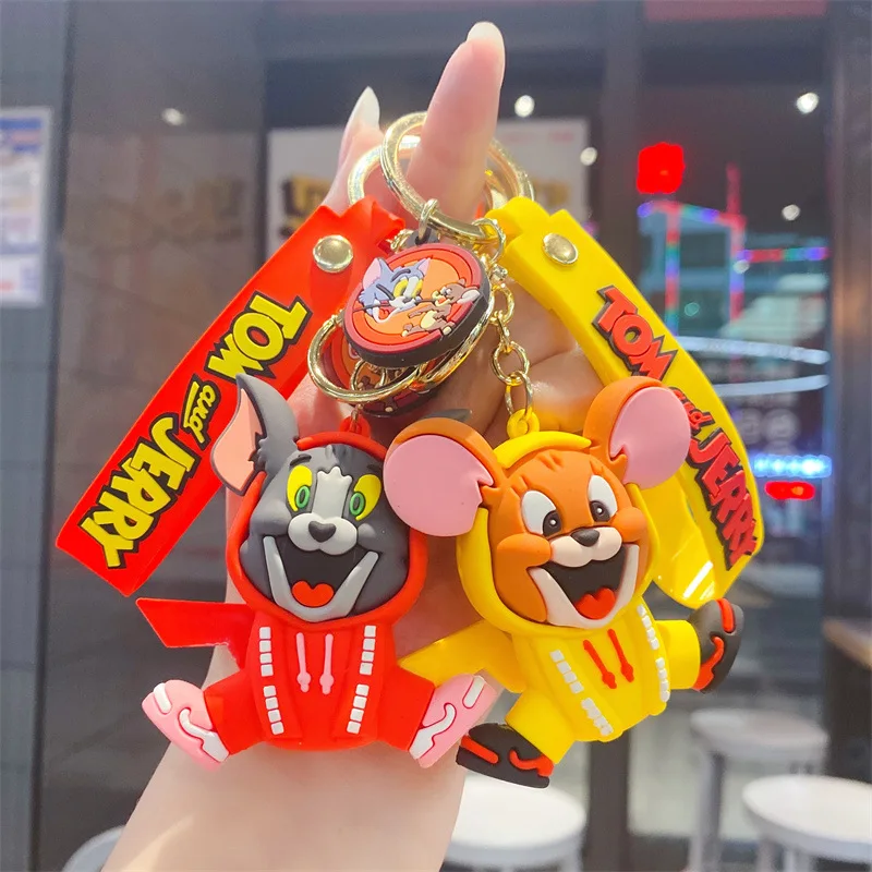 

Tom And Jerry Cartoon Keychain Anime Figure Doll Bag Keyring Ornament Accessories Cute Key Chain Children's Toys Birthday Gifts