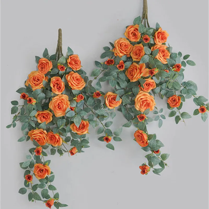 

Super beautiful luxury rose rattan wall hanging Artificial Flowers Party home decor DIY Wedding Decoration vine wreath flores