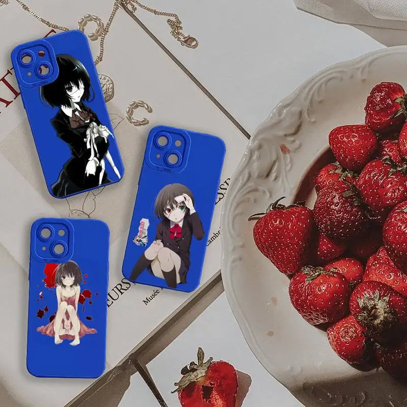 

Mei Misaki Another Phone Case For iPhone 13 12 11 Pro MAX Mini X XS XR 7 8 Plus Liquid Silicone Klein Blue