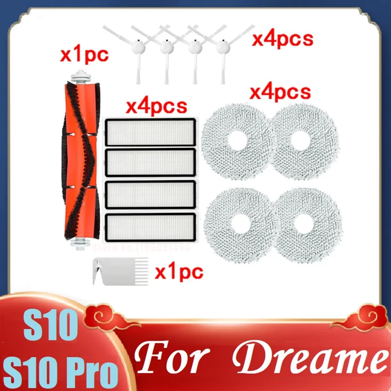 

Replacement Parts Kit For Dreame Vacuum Accessories Robot Vacuum Washable HEPA Filter Main Side Brush Mop Cloth