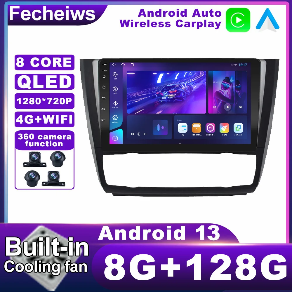 

9 Inch Android 13 For BMW 1 Series E81 E82 E87 E88 2004 - 2011 Car Radio QLED WIFI RDS Multimedia BT Wireless Carplay Auto DSP