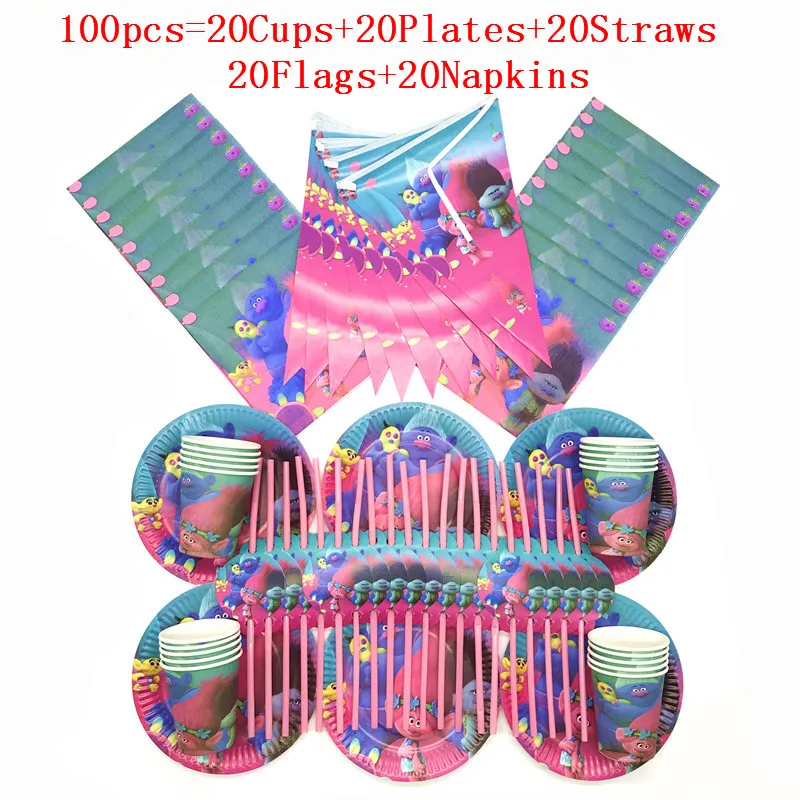 Набор детской посуды с троллями |