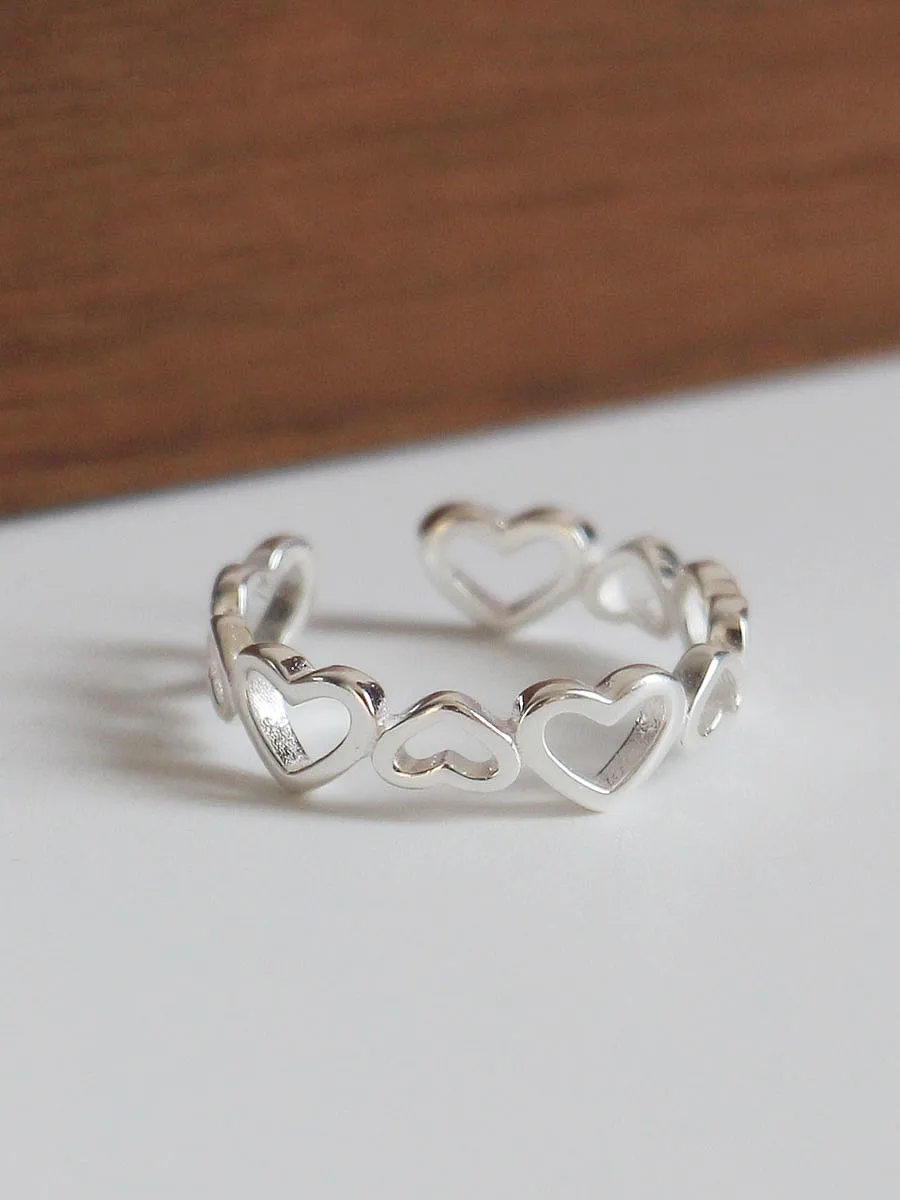 

Kissilver 925 Sterling Silver Heart Finger Rings For Women Birthday Romantic Gift Fine Jewelry Accessories