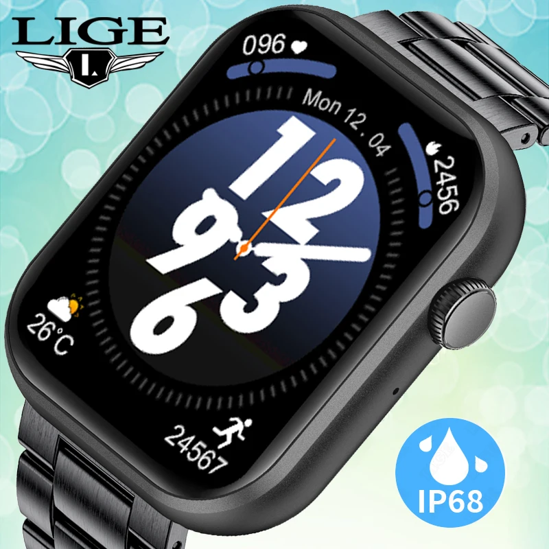 

LIGE New Smart Watch Men Bluetooth Call IP68 Waterproof Dial Call Smartwatch Women Sprot Fitness Bracelet Custom Watch Face 2023