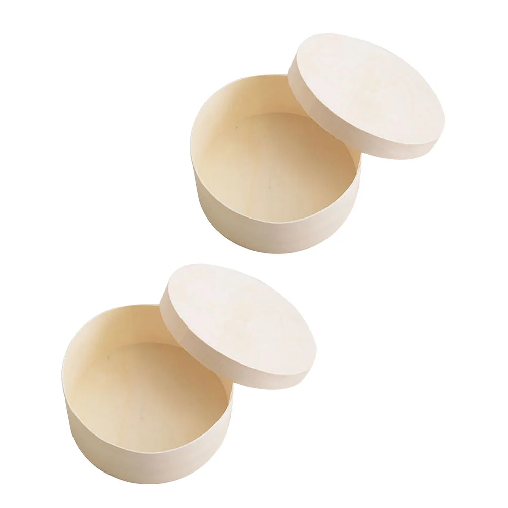 2 Unfinished Round Wooden Box Round Wooden Boxes Wooden Wood Case For Party Gift
