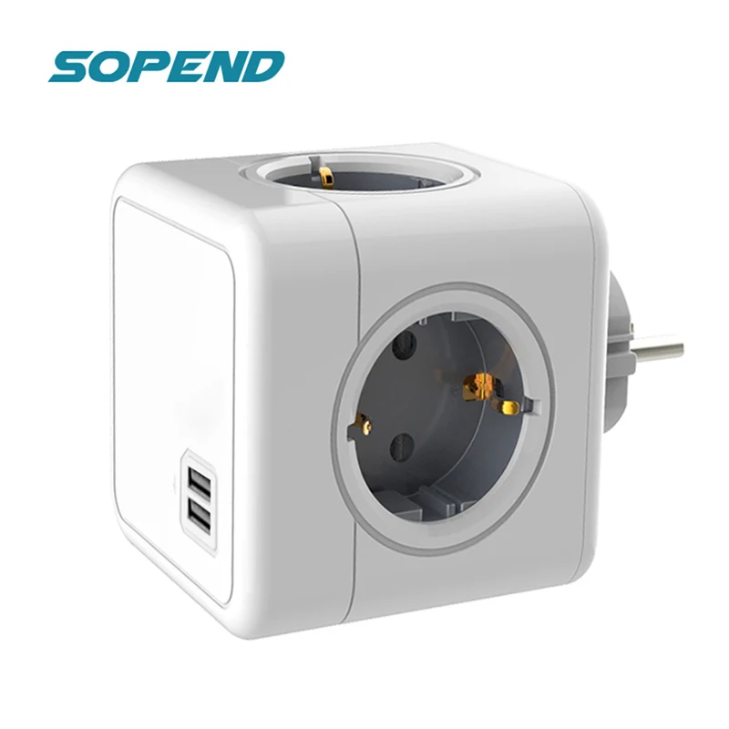 

Sopend Smart Wall Electric Power Strip with Usb Ports Multiple European Plugs Powercube Extension Thief Tee Socket 220 for Phone
