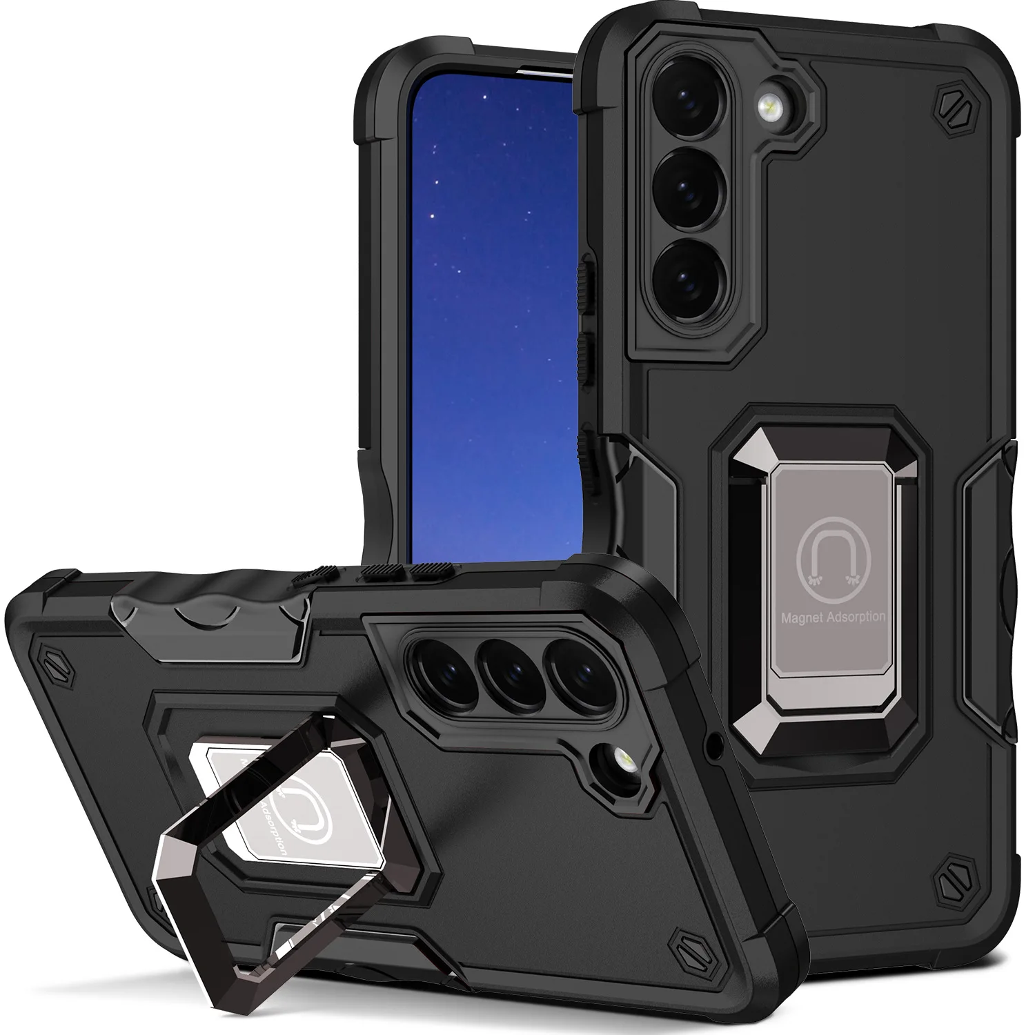 

Tim Cook Luxury Shockproof Armor Ring Holder Case For Samsung Galaxy S22 Plus Ultra S21 FE Magnetic Kickstand Bracket Back Cover