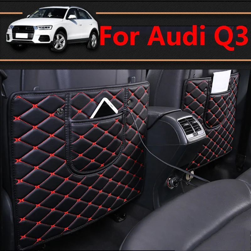 For Audi Q3 2021 2020 2019 Car Rear Seat Anti-Kick Pad Seat Cover Back Armrest Protection Mat 2018 2017 2016 2015 2014 2013