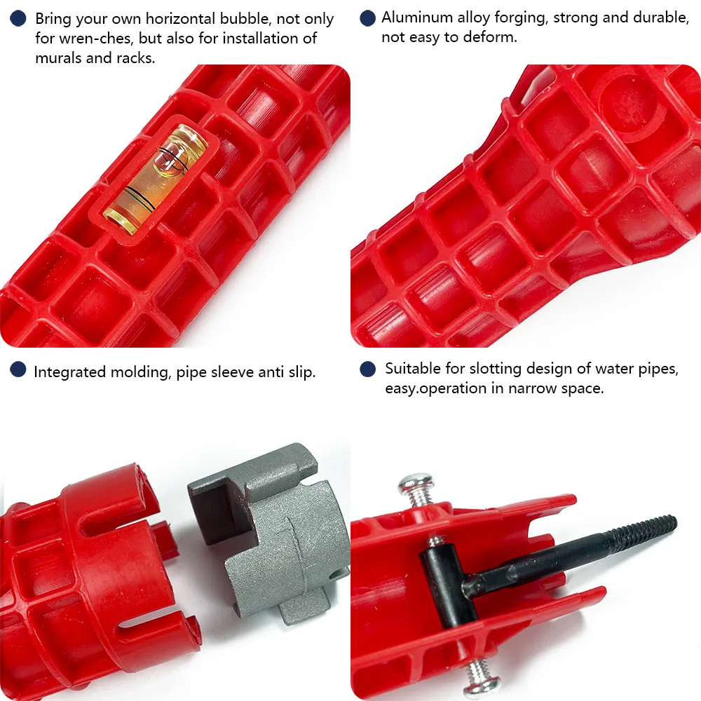 Гаечный ключ для смесителя и раковины 8/5 в 1 с противоскользящей ручкой двойной