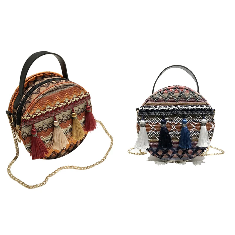 

Korean Fashion Messenger Bag Harajuku Ethnic Round Bag Chain Girl Small Satchel