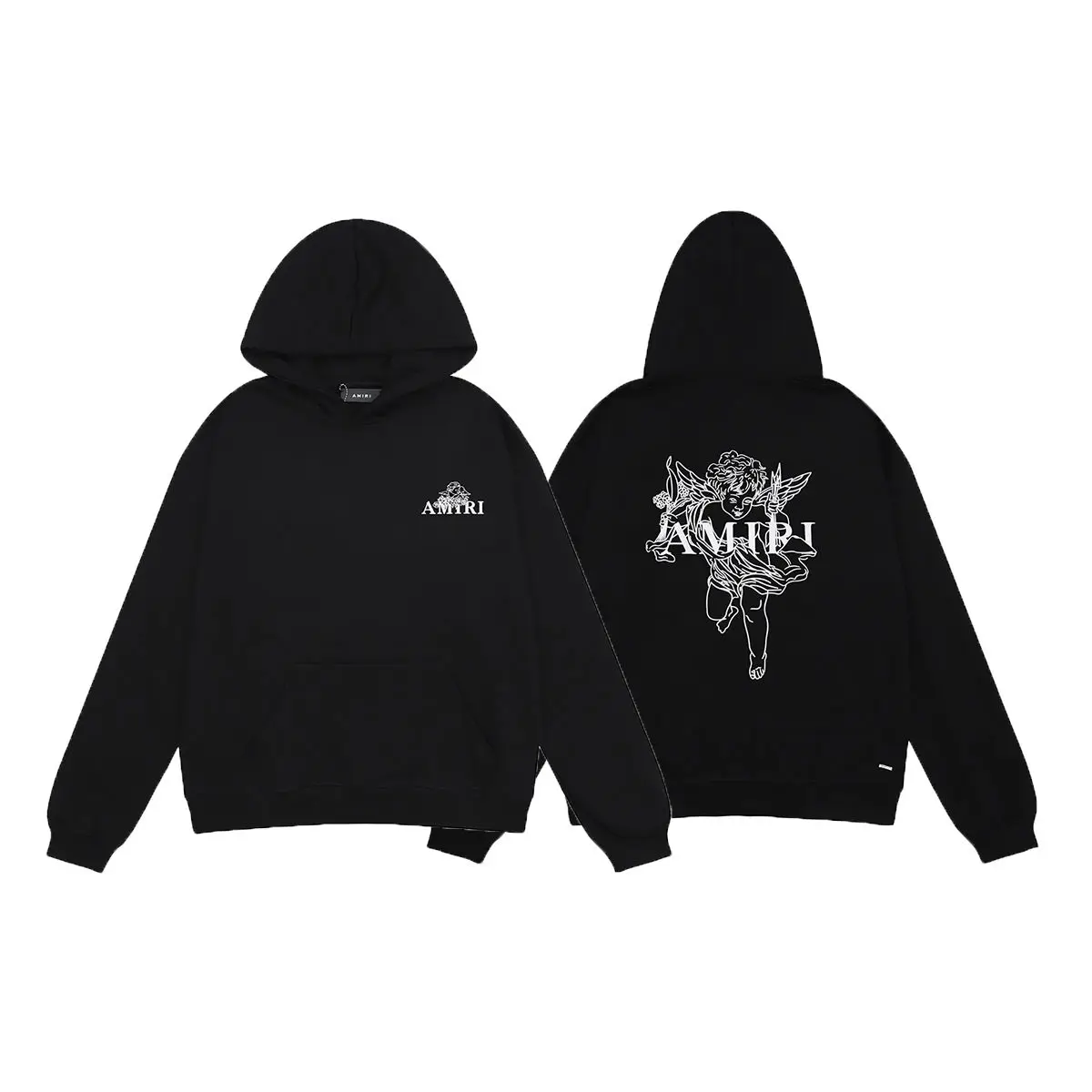 

Small crowd, trendy angel, god of love, Cupid, steel fork, foam print, LC hooded sweater for men and women