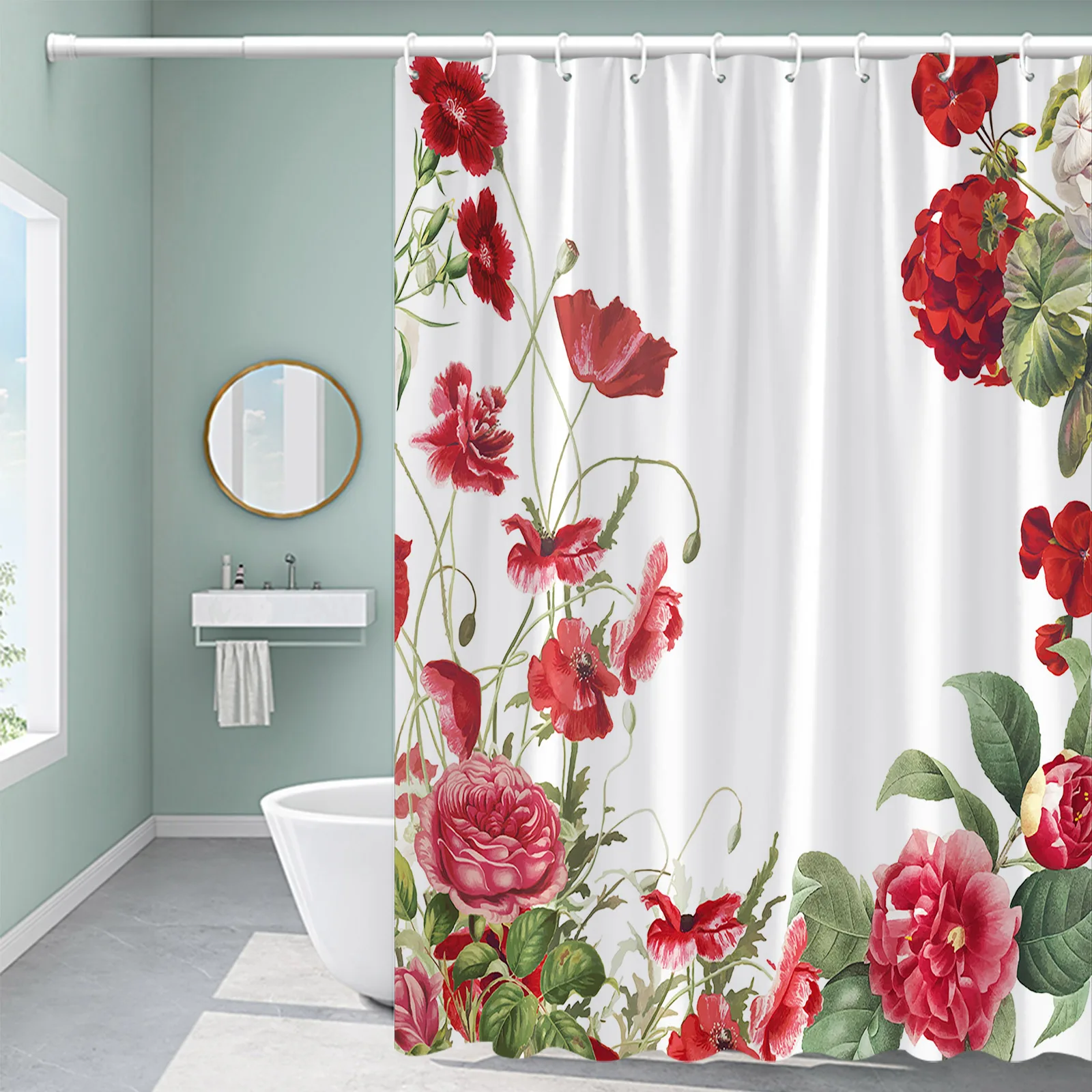 

Занавеска для душа из полиэстера, с крючками