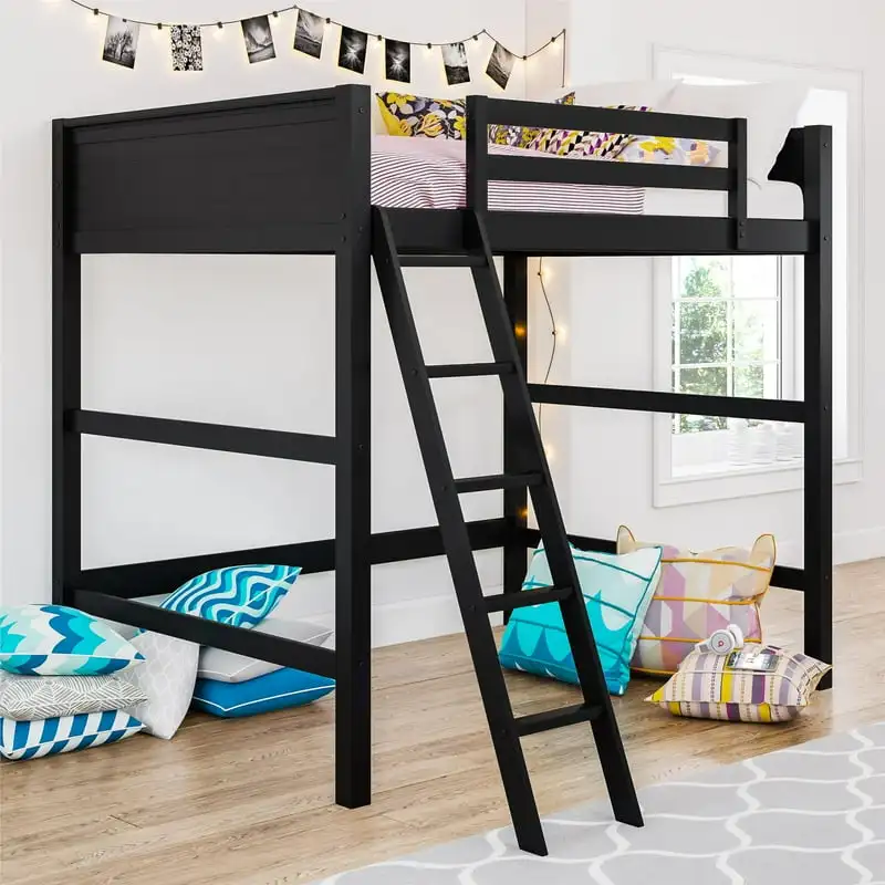 

Wooden Loft Bed with Ladder, Full, Black Cat bed Cama para niñas Toy bed Cama para niñas Toy bed Cat bed Toy bed Cama para ni