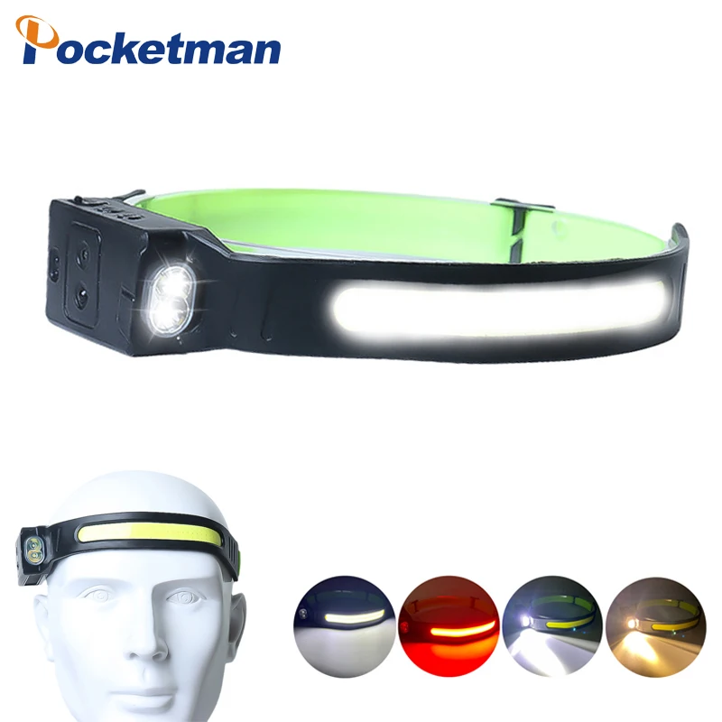 

Multifunction COB LED Induction Headlight USB Rechargeable 3 Modes Headlamp Hunting Flashlight Work Light Riding with Battery