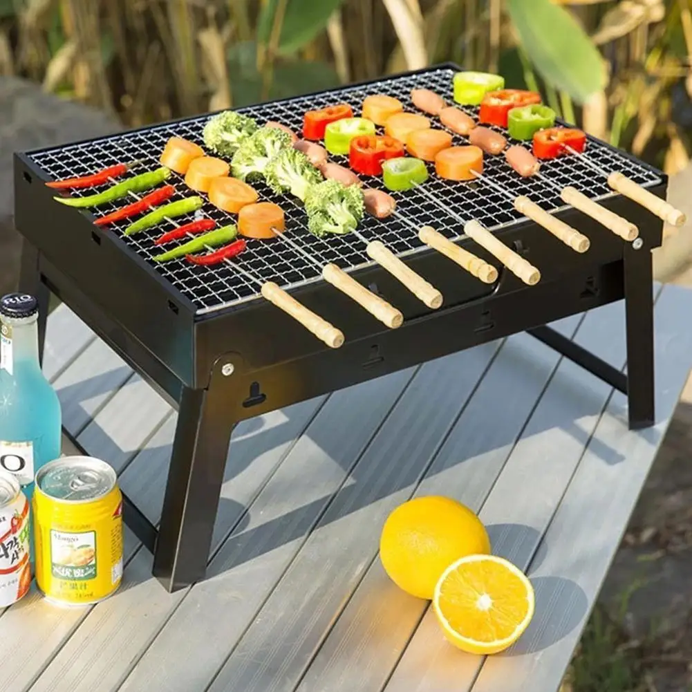 

Simple Barbecue Grill Foldable Portable Wrought Iron Outdoor Grill For Family And Friends Gathering I2w6