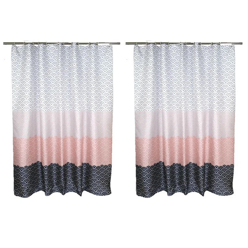 

2Pcs 200 X 200Cm Nordic Home Bathroom Shower Curtain Waterproof Shower Curtain Contains 12 Hooks