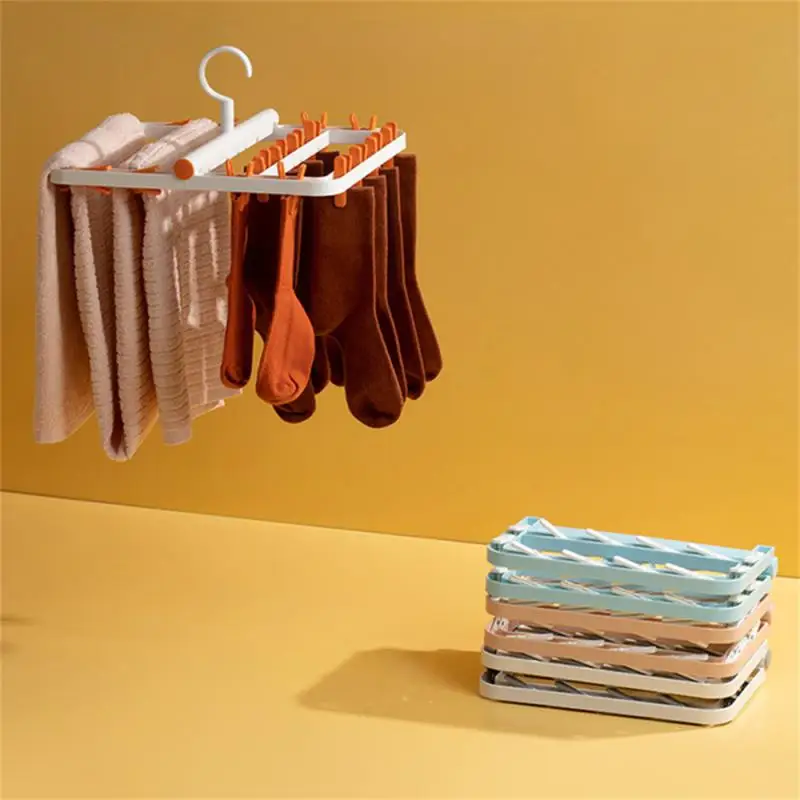 

Hanging Folding Hanger Multi-functional Windproof Socks Underwear Clip Plastic Clothes Dryer Rack Clothes Hanger